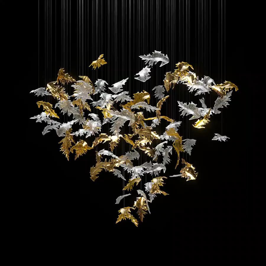 Galaxy Flying Leaves Meteor Shower Crystal Spiral Chandelier