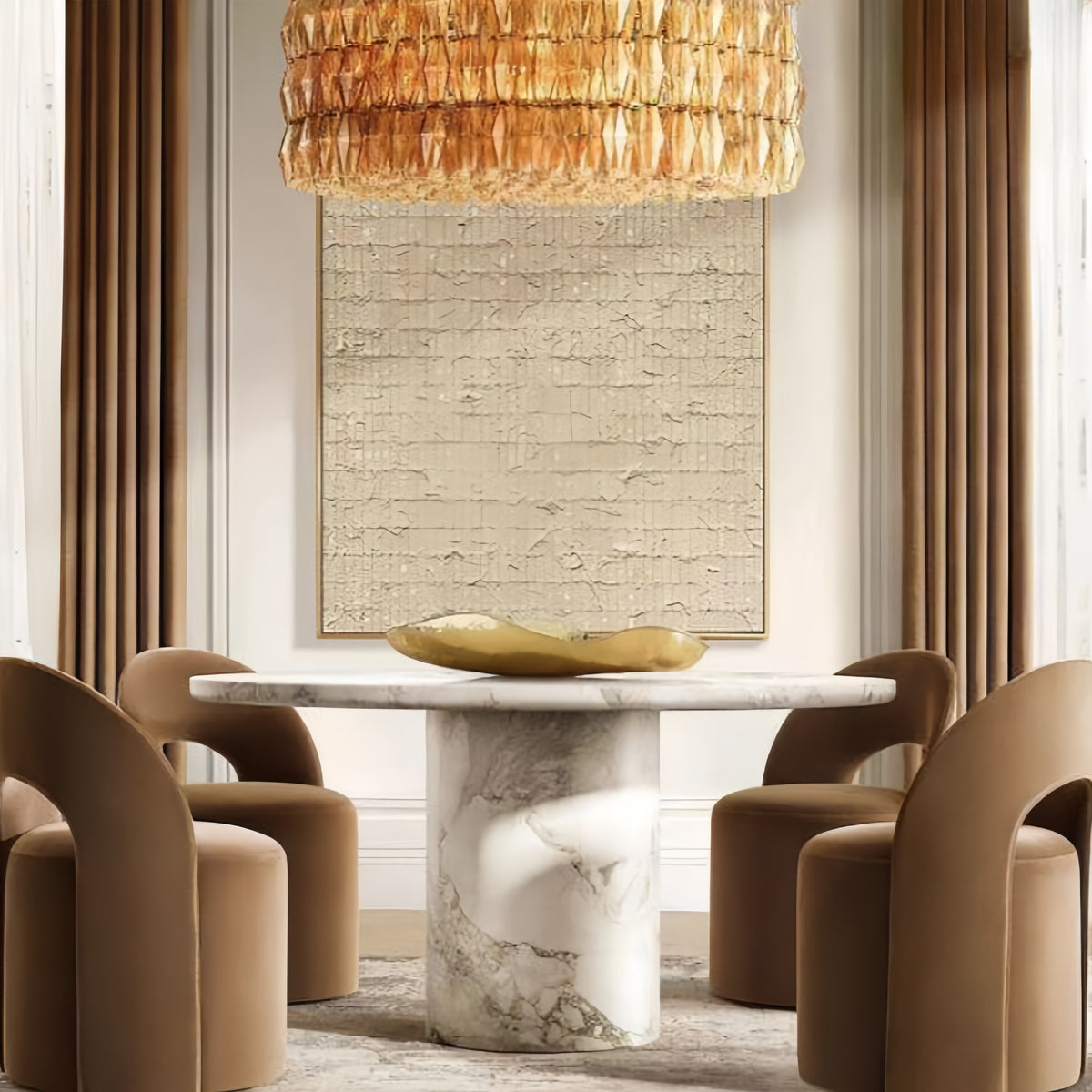Cyra Smoke Glass Round Chandelier 37"47‘’62‘’