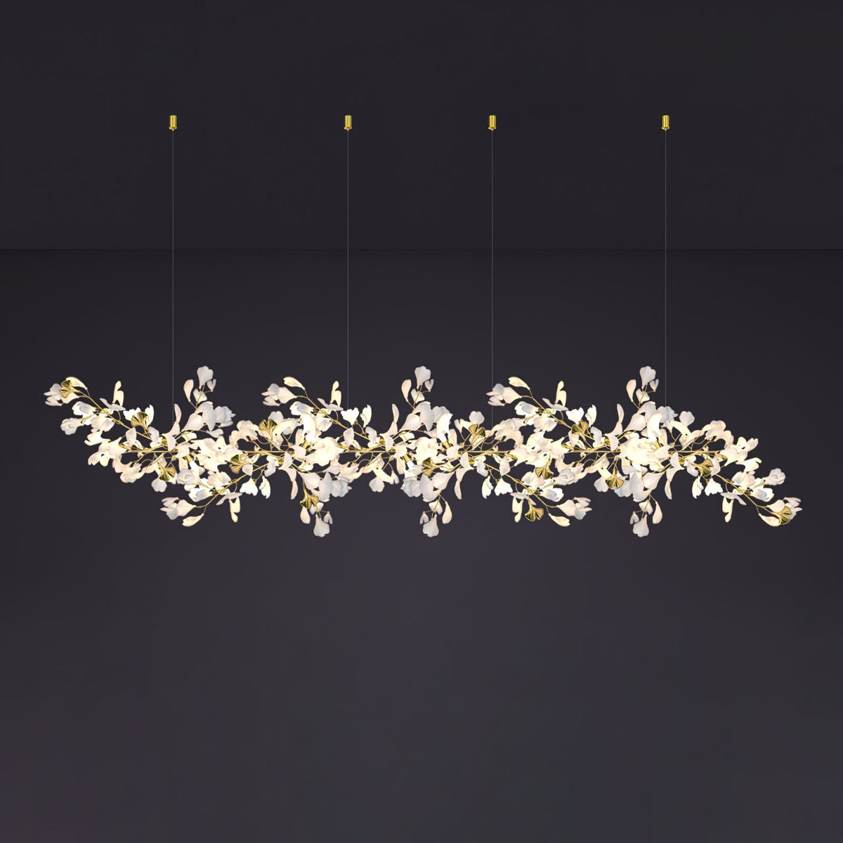 Gingko Leaves Ceramics Spiral Branch Chandelier