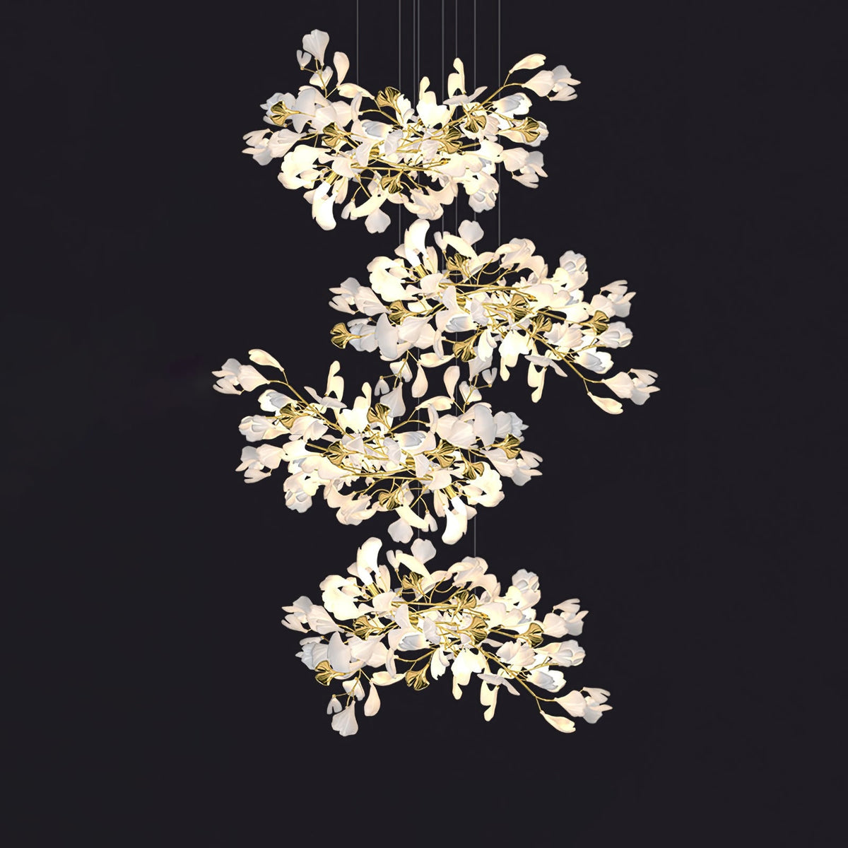 Gingko Leaves Ceramics Spiral Branch Chandelier