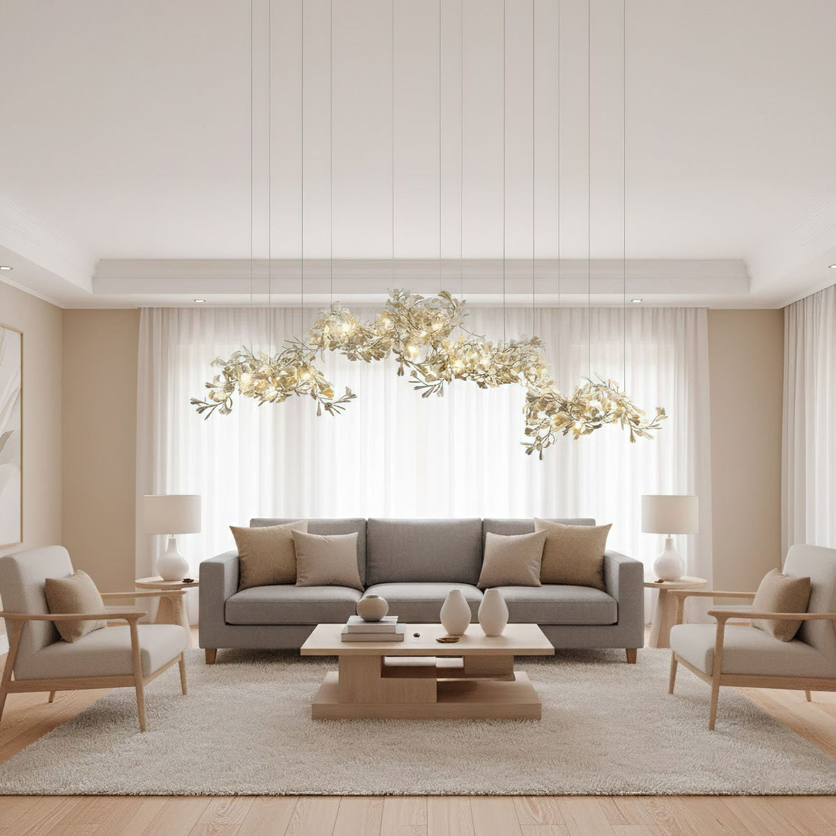 Gingko Ceramic Branch Chandelier C