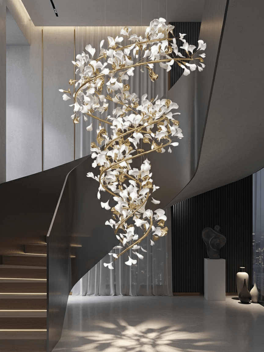 Gingko Ceramic Branch Chandelier Q