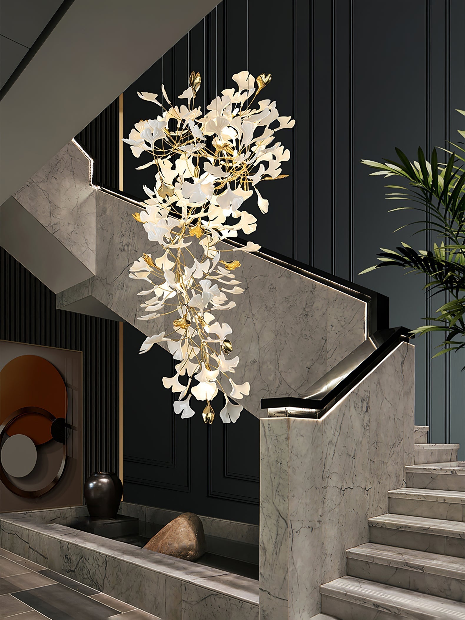 Gingko Ceramic Branch Chandelier Z