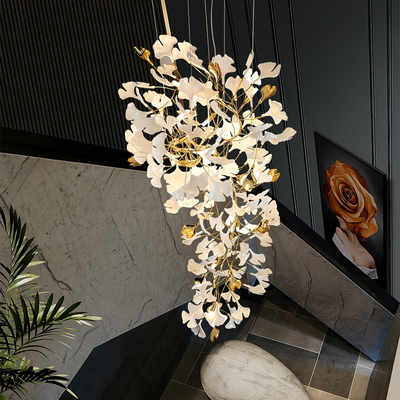 Gingko Ceramic Branch Chandelier Z