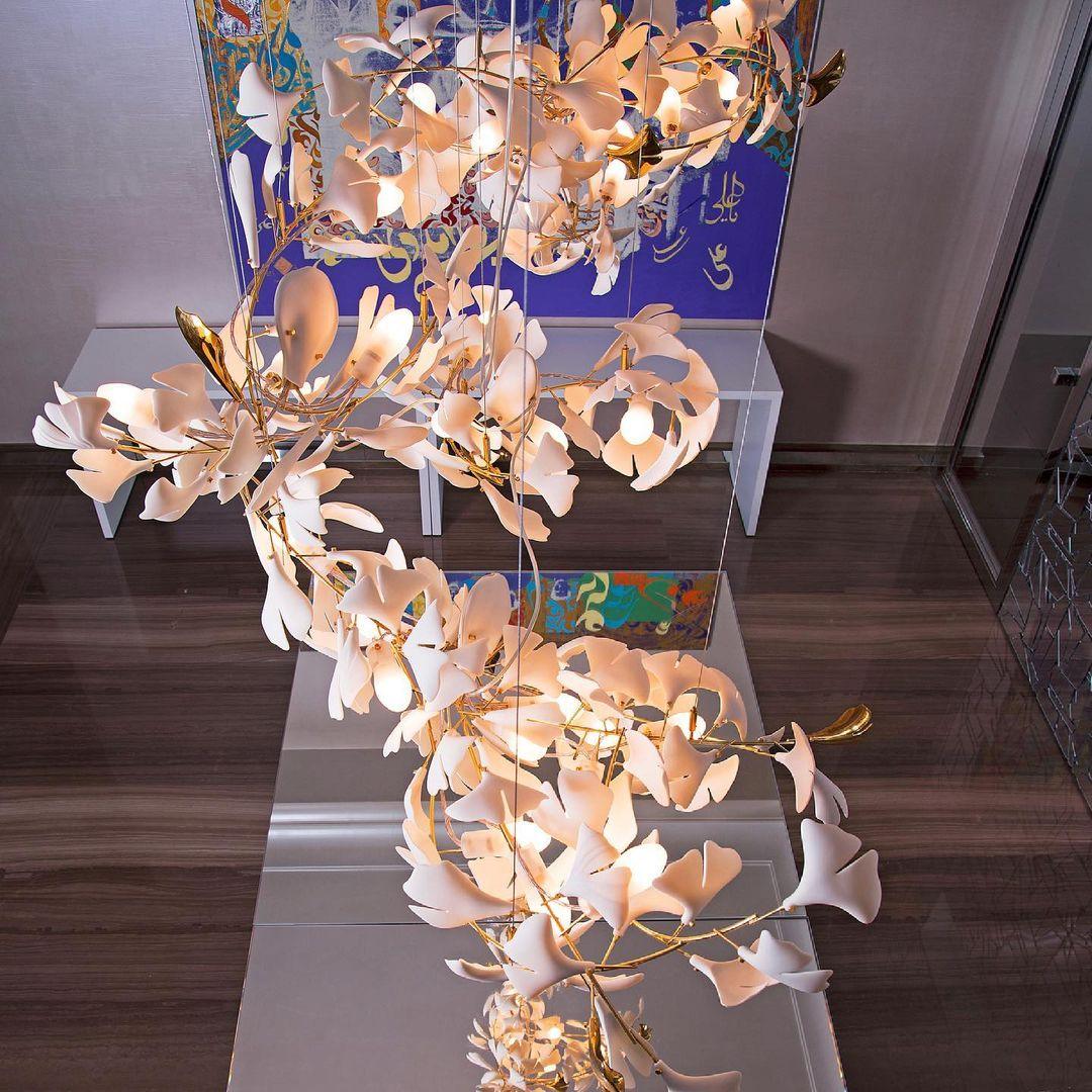 Gingko Ceramic Branch Chandelier E