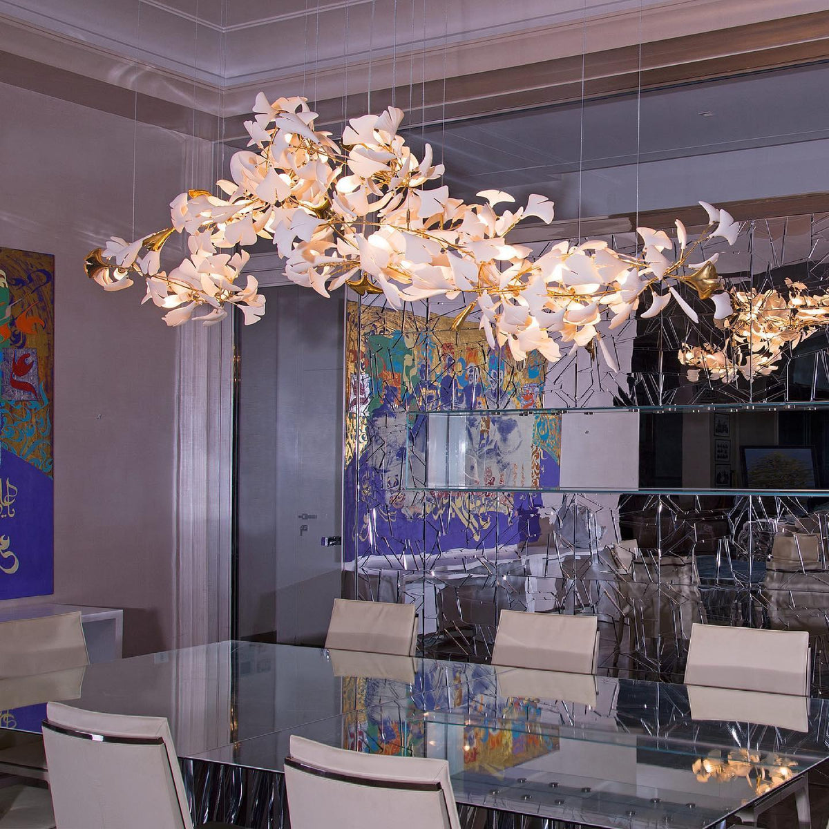 Gingko Ceramic Branch Chandelier E
