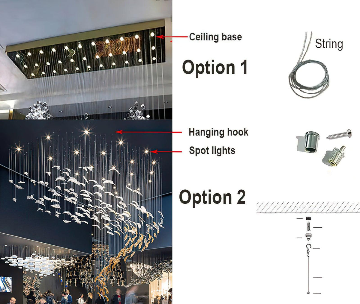 Galaxy Glass Feathers Flying Chandelier