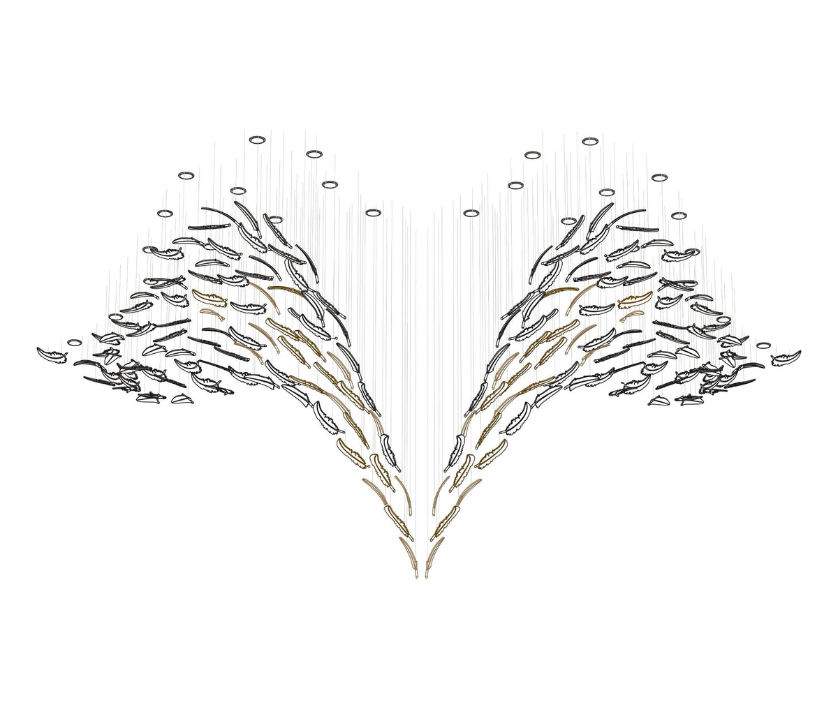 Galaxy Glass Feathers Flying Chandelier