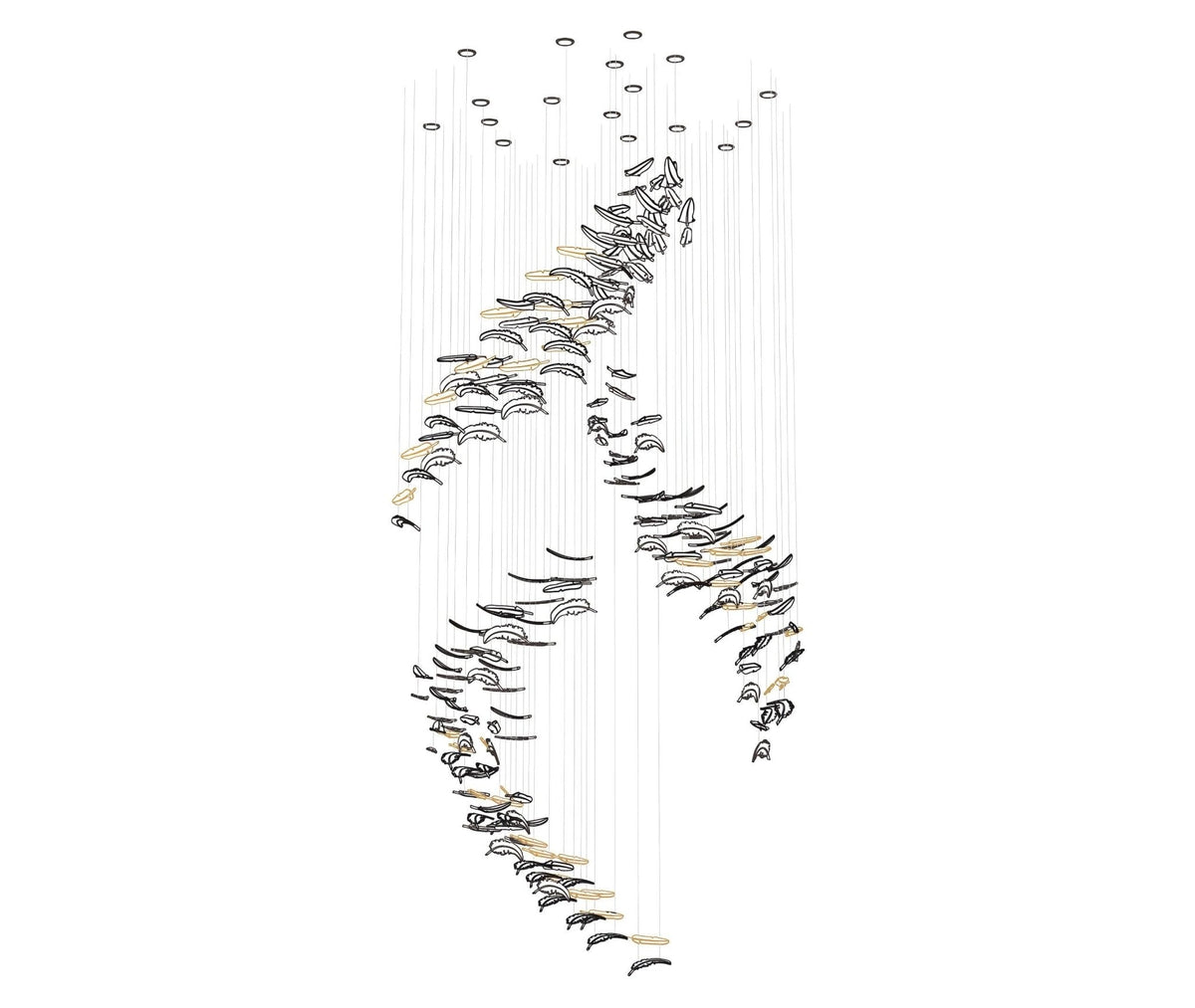 Galaxy Glass Feathers Flying Chandelier