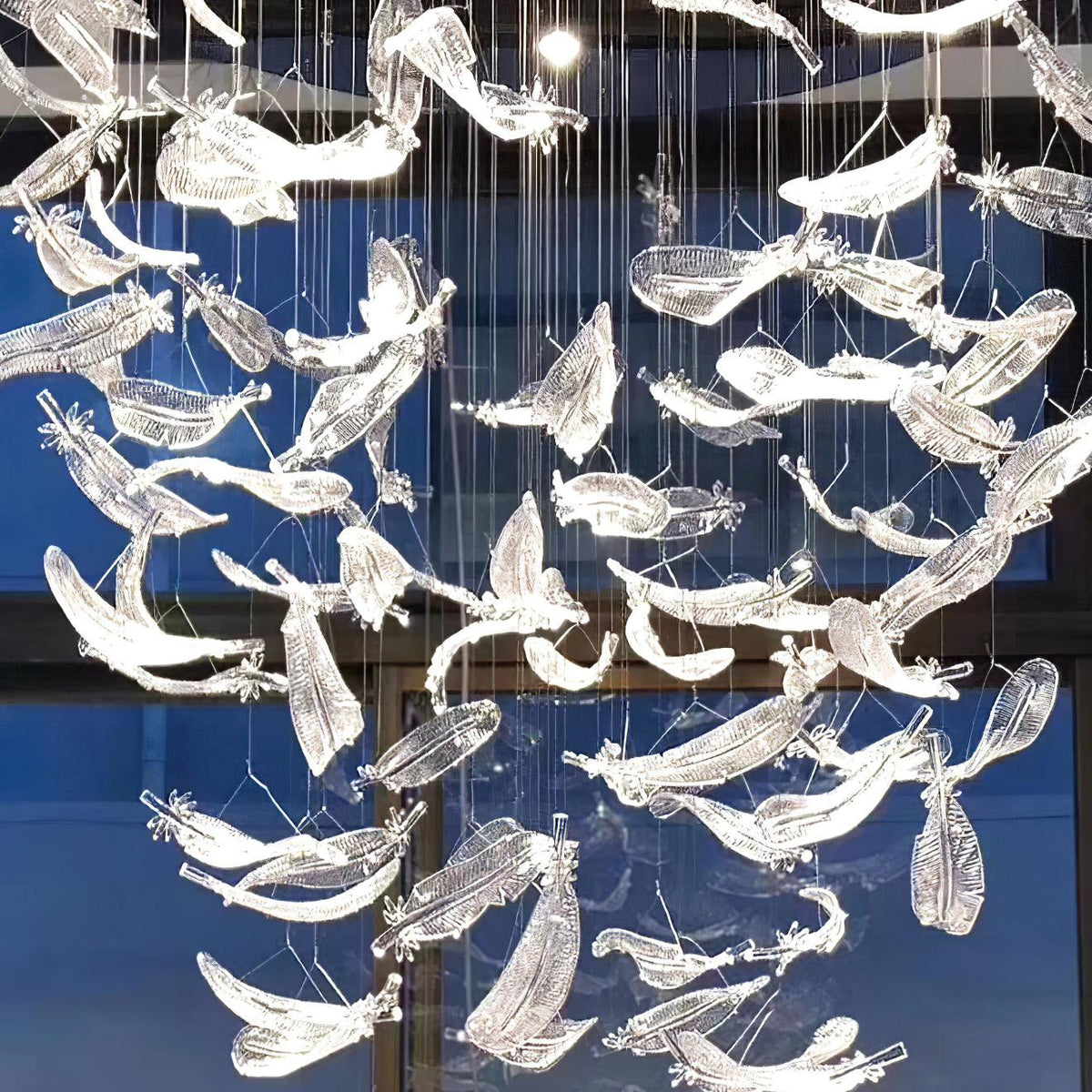 Galaxy Glass Feathers Flying Chandelier