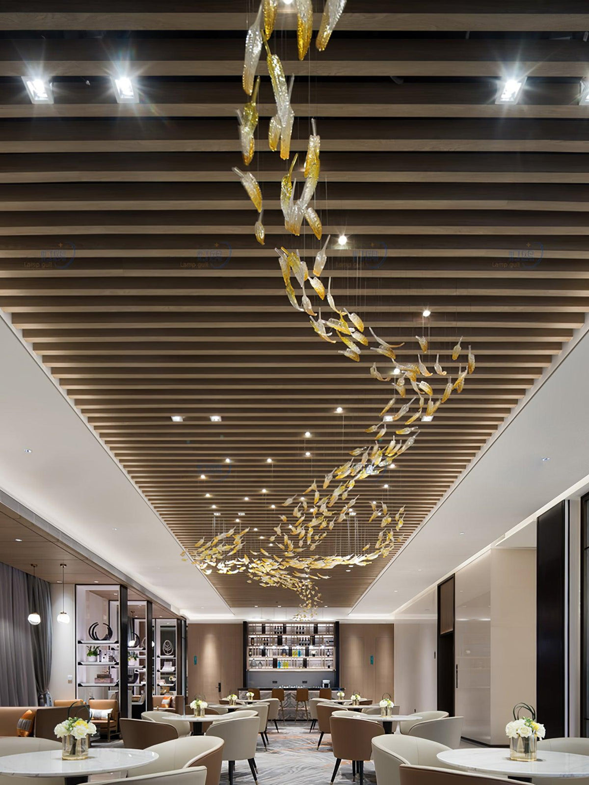 Galaxy Glass Feathers Flying Chandelier
