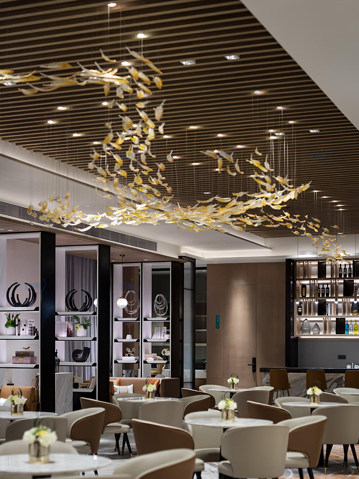 Galaxy Glass Feathers Flying Chandelier