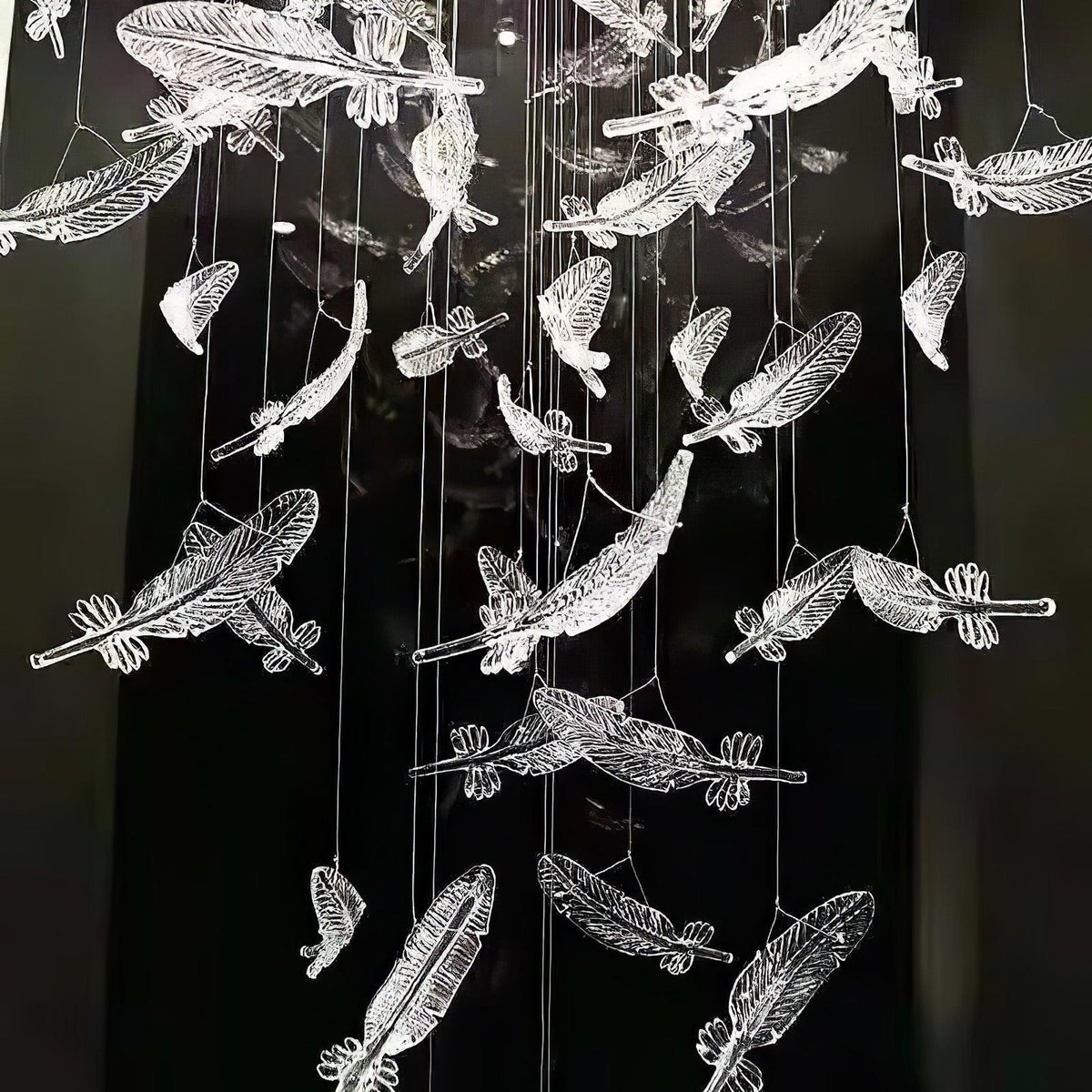 Galaxy Glass Feathers Flying Chandelier