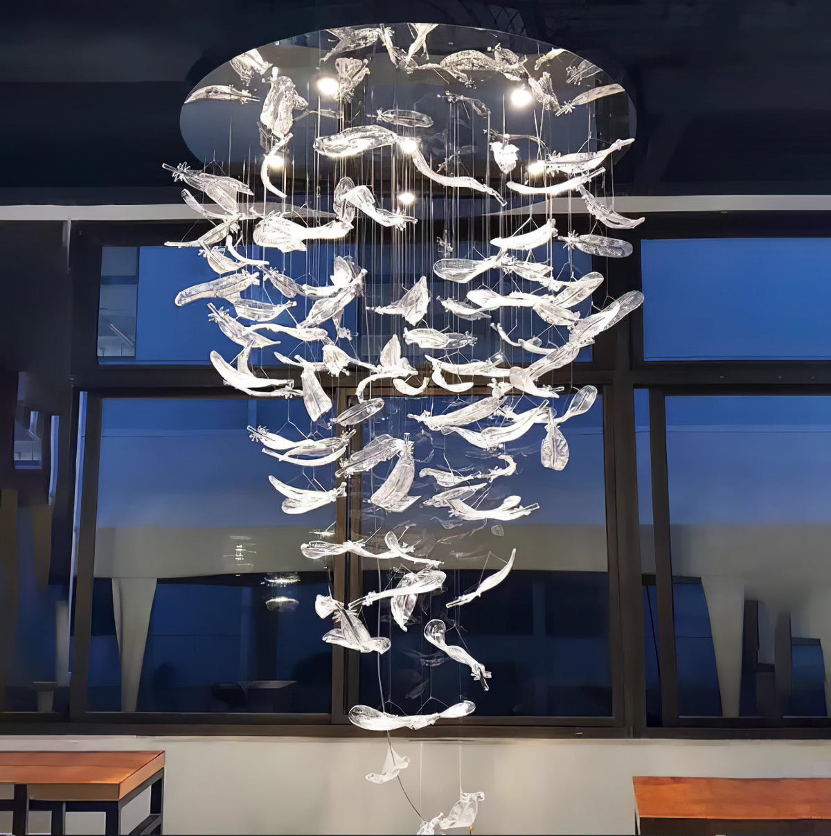 Galaxy Glass Feathers Flying Chandelier