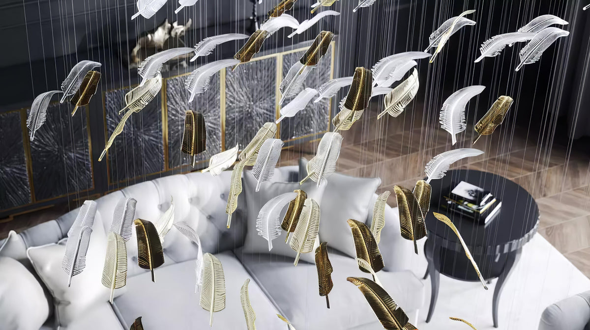 Galaxy Glass Feathers Flying Chandelier