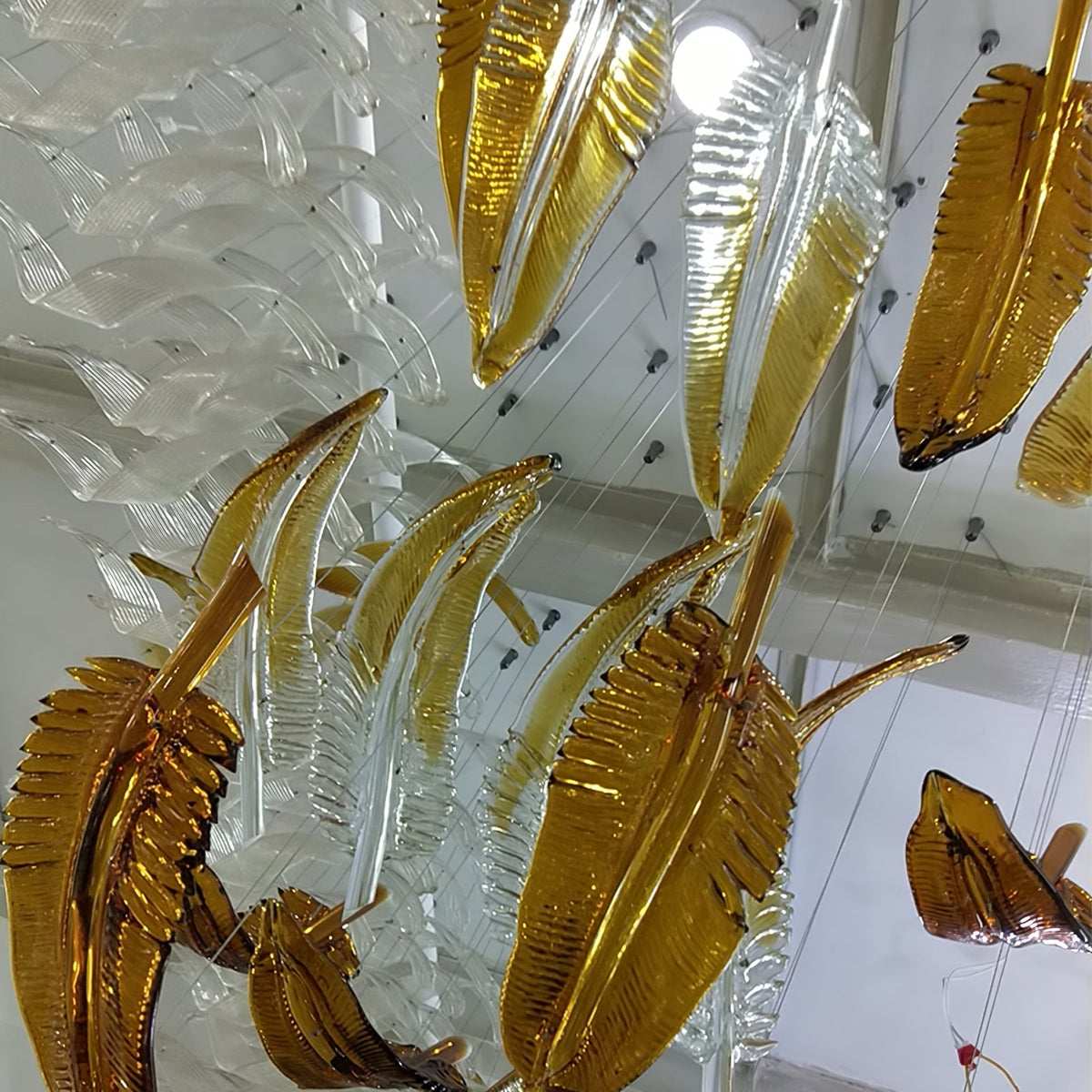 Galaxy Glass Feathers Flying Chandelier