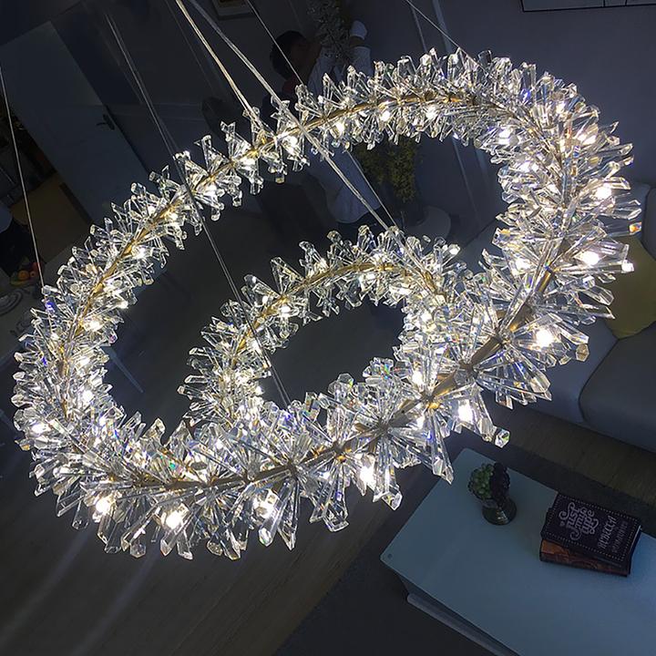 JC Rock 2 Wheel Frozen Ice Crystal Chandelier Light