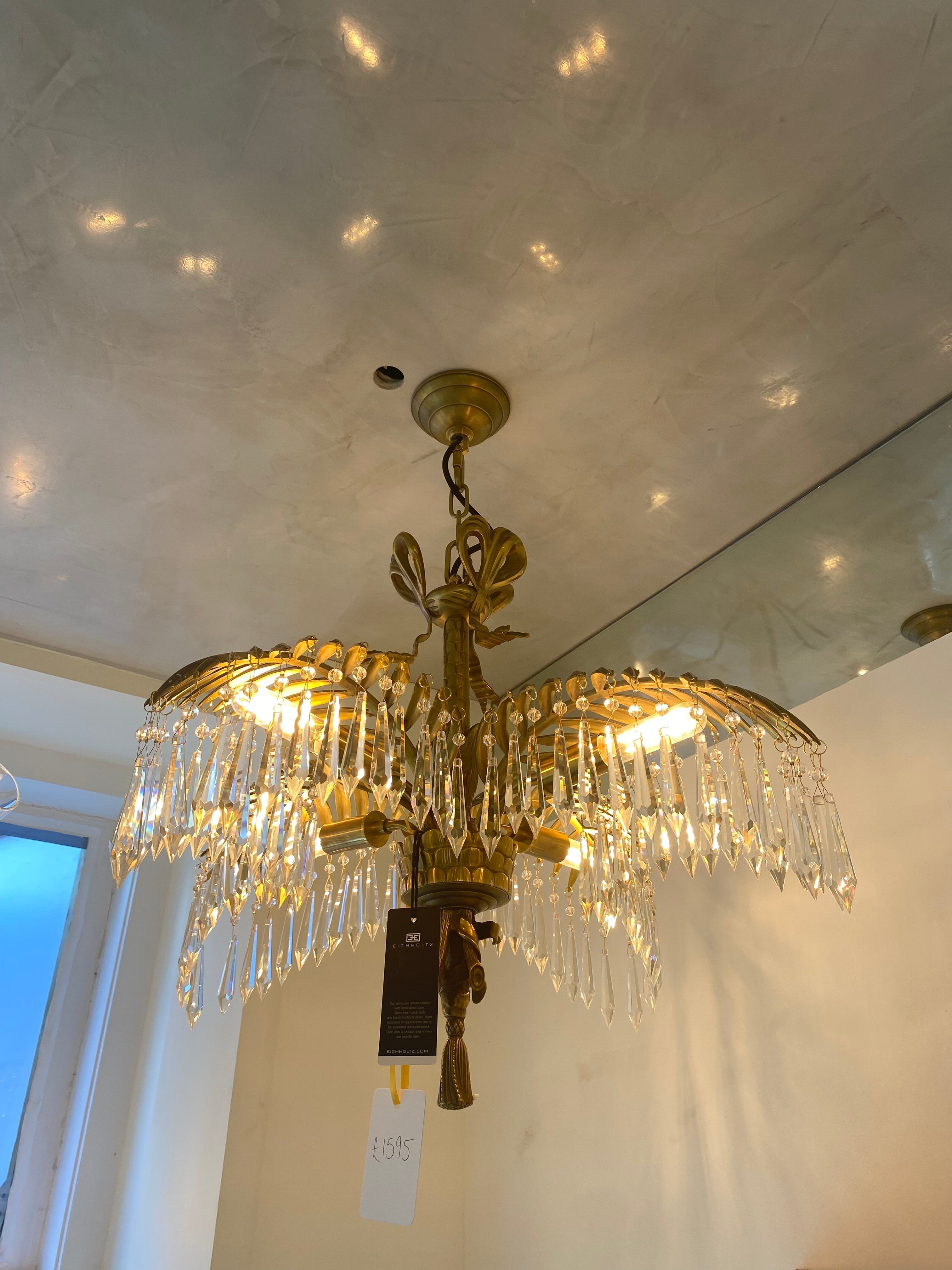 Ethereal S/L Modern Brass Chandelier Antique Brass/Glass) (Ex-Display)