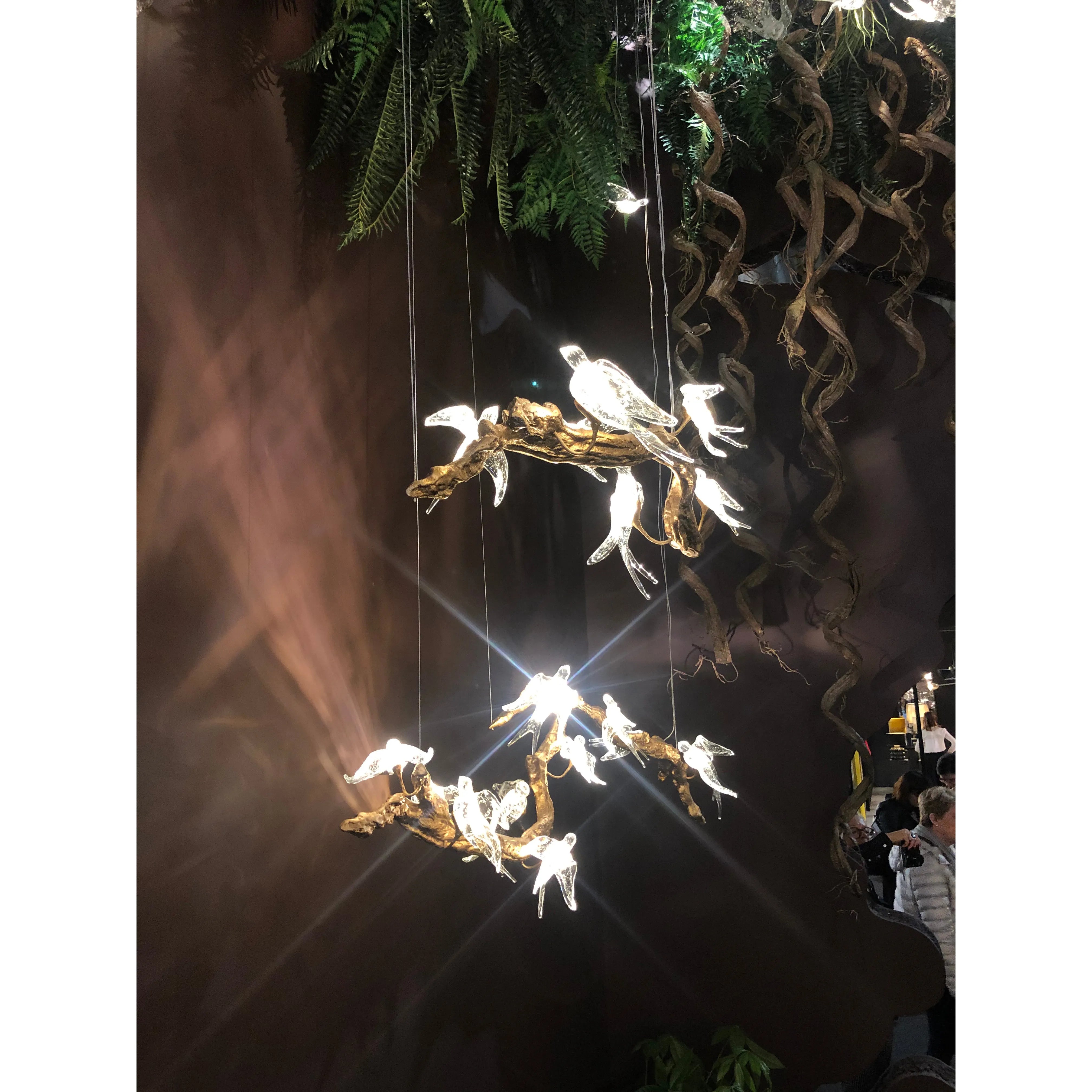 Bird Song Branching Linear Teardrop Chandelier