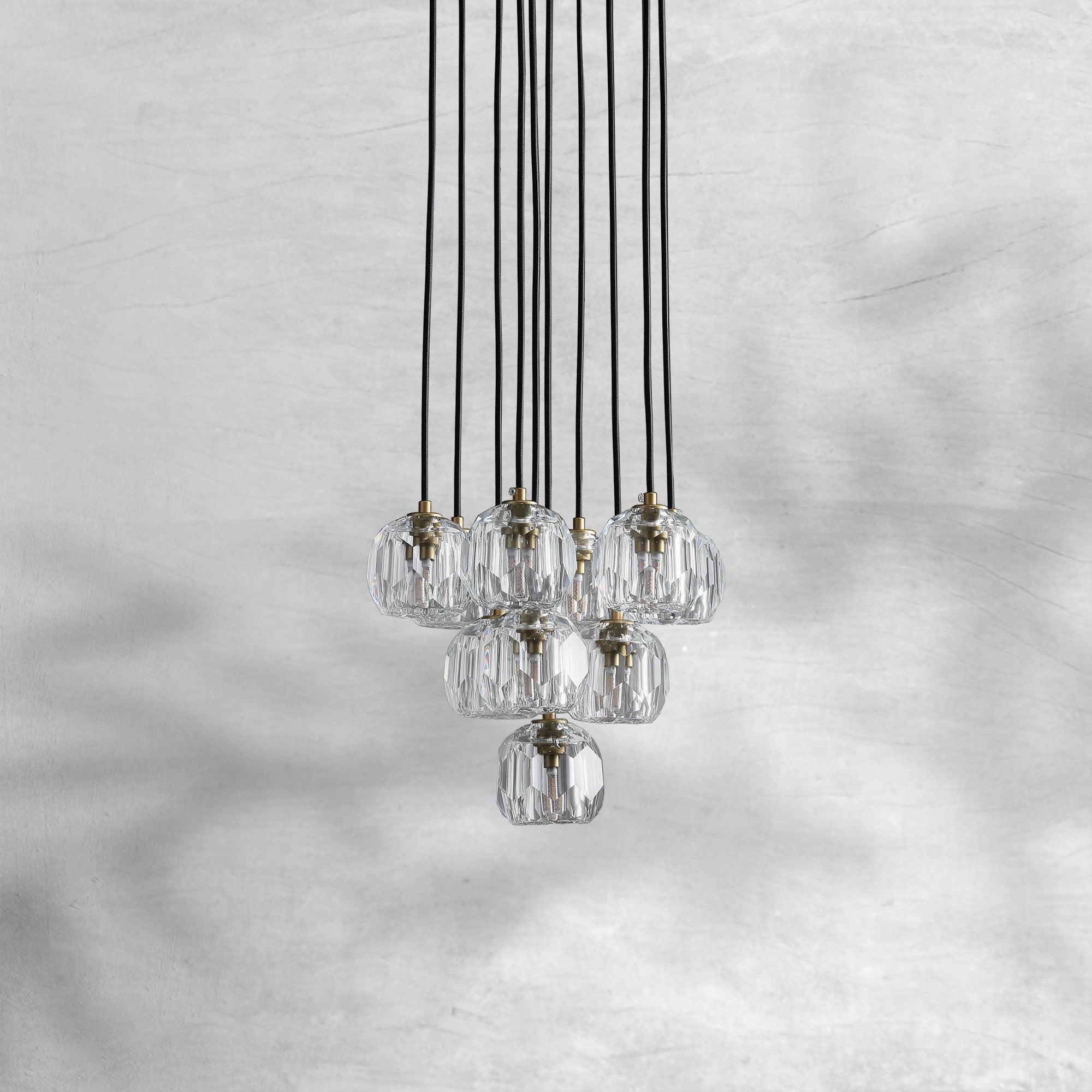 Bille De Crystal Cluster Round Chandelier 14"19"24"30"40"