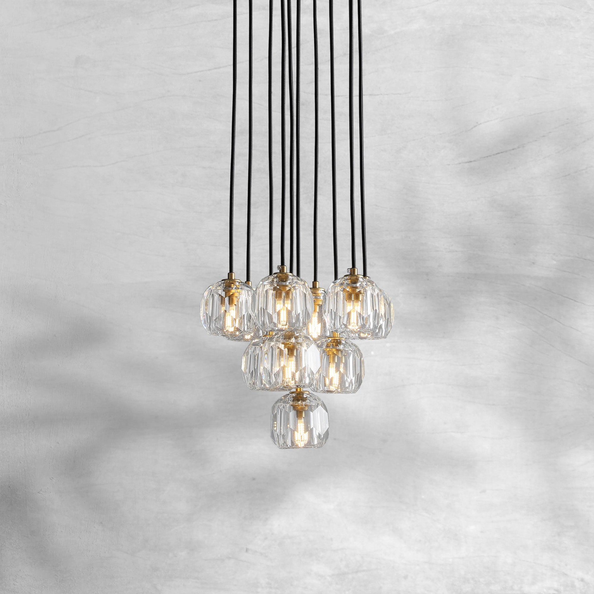 Bille De Crystal Cluster Round Chandelier 14"19"24"30"40"