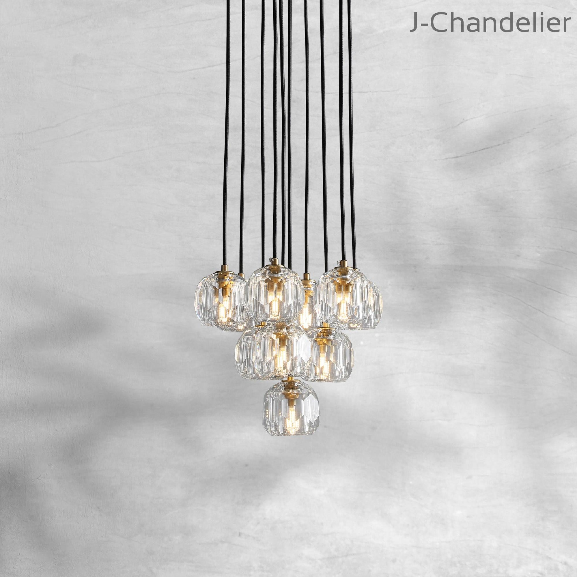 Bille De Crystal Cluster Round Chandelier 14"19"24"30"40"
