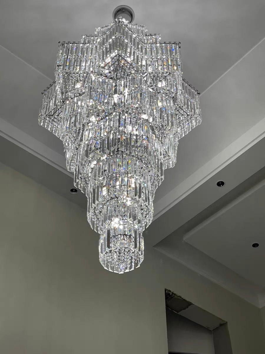 Luxury Plaza Multi-Tier Crystal Chandelier for High Ceilings/Hotel Hall / 2 Story Foyer