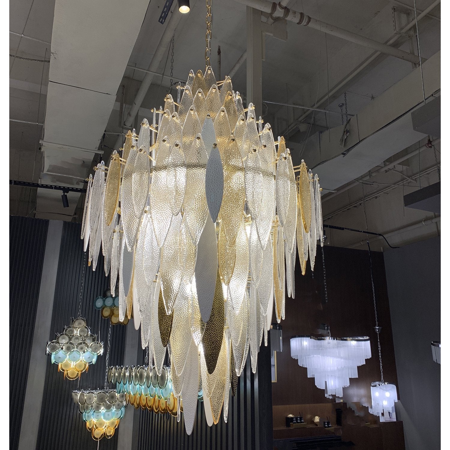 JC Alba Empire Tiered Oval Glass Chandelier