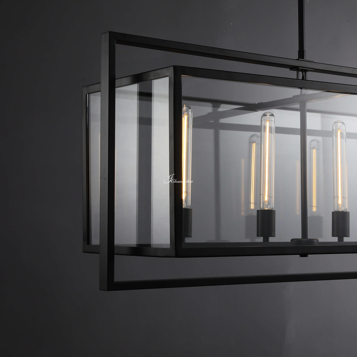 Bauros Glass Lantern Rectangular Chandelier 72"
