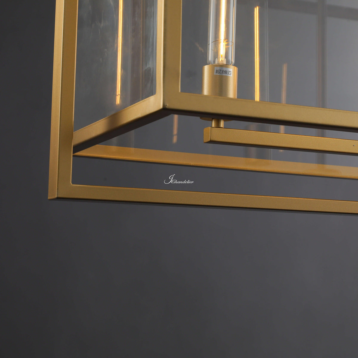 Bauros Glass Lantern Rectangular Chandelier 72"