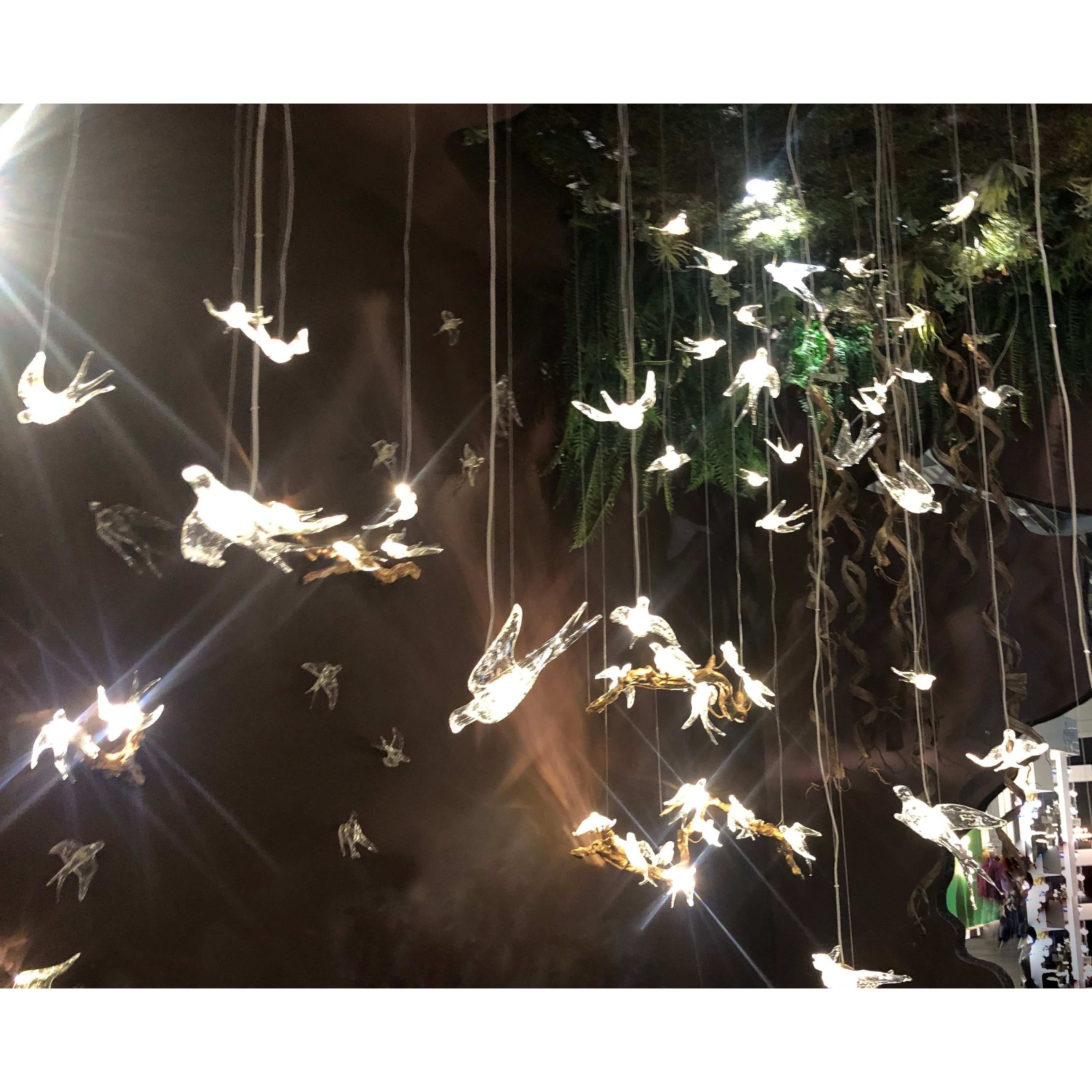 Bird Song Branching Linear Teardrop Chandelier