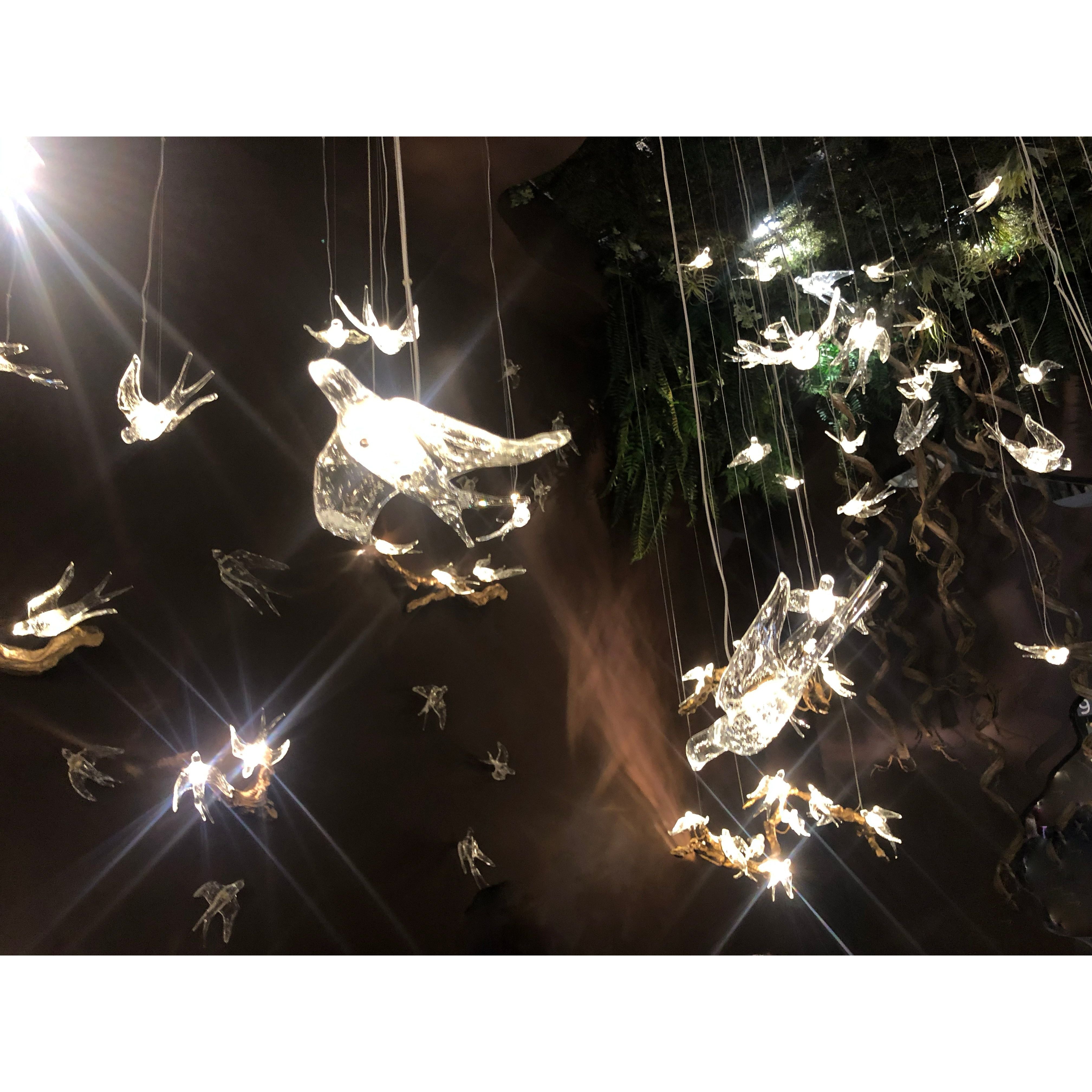 Bird Song Branching Linear Teardrop Chandelier