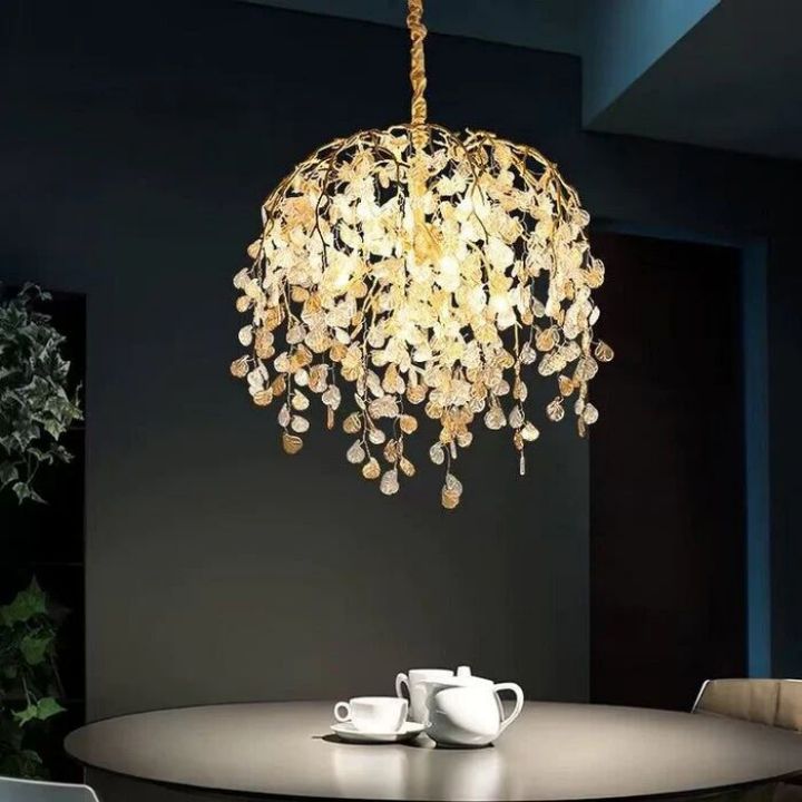 JC Idyllic Glass Leaves Chandelier