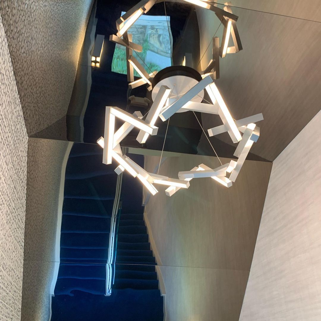 Modern Round/Linear Geometric Aluminum LED Chandelier for Dining Room/Bedroom