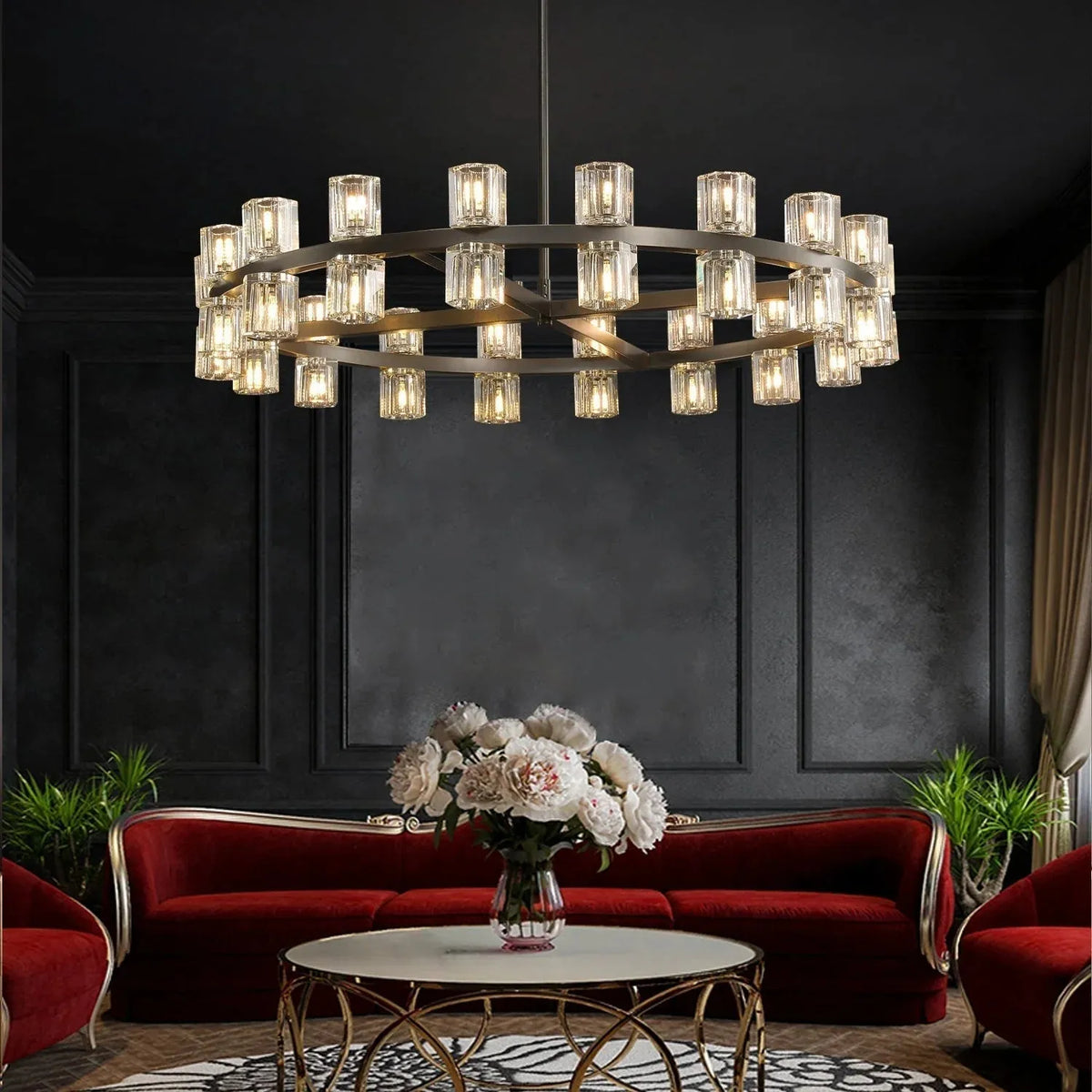 Auraline Crystal Round Chandelier 60"