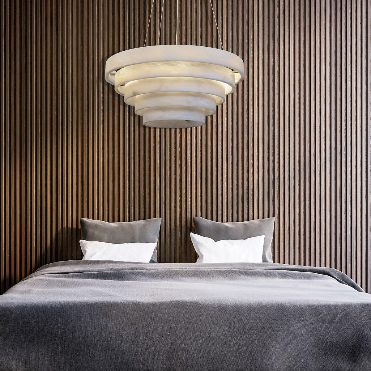 Alabaster Round Suspension Chandelier 52'' - Merlin Lamps
