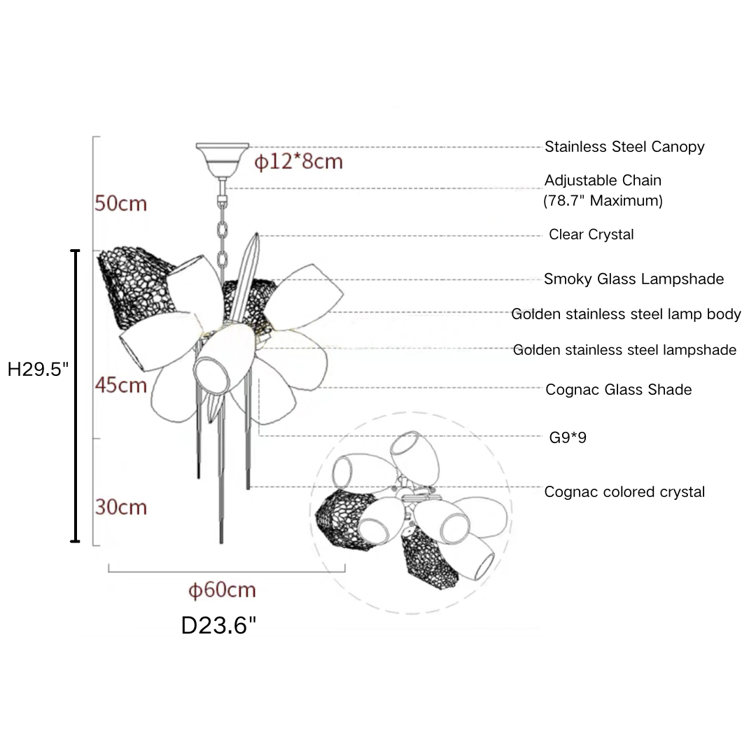 Modern Wine Glass Shape Chandelier Italian Light Luxury Light Fixture for Dining Room/Living Room