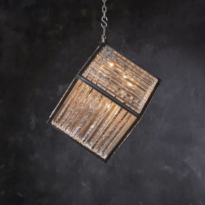 Lita Glass Cube Rectangle Chandelier - jchandelier