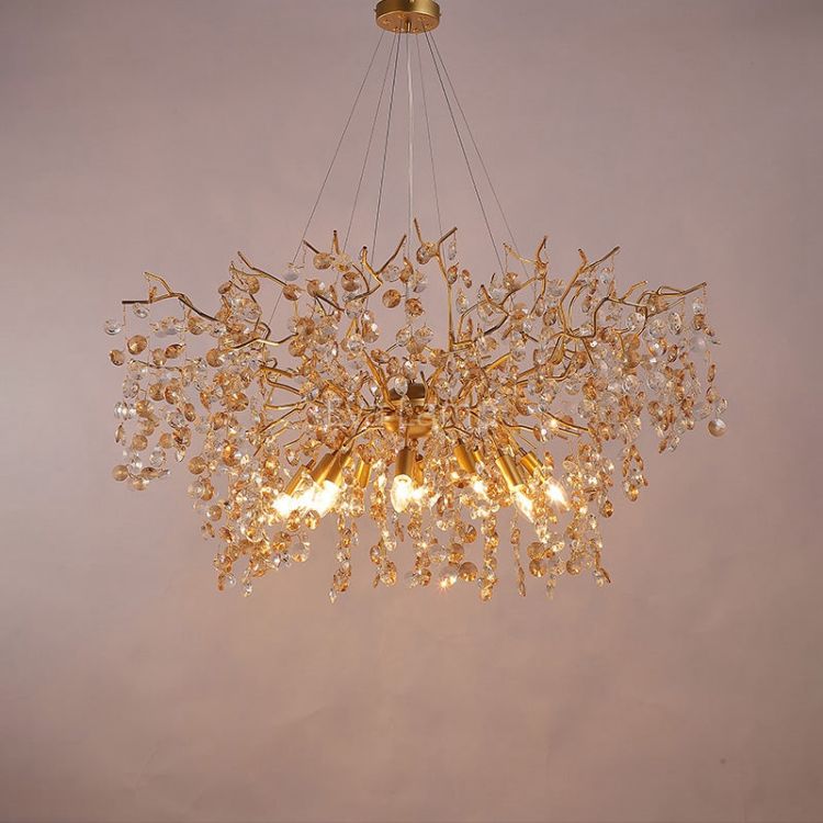 JC Art Deco Modern Gold Chandelier Light Fixture