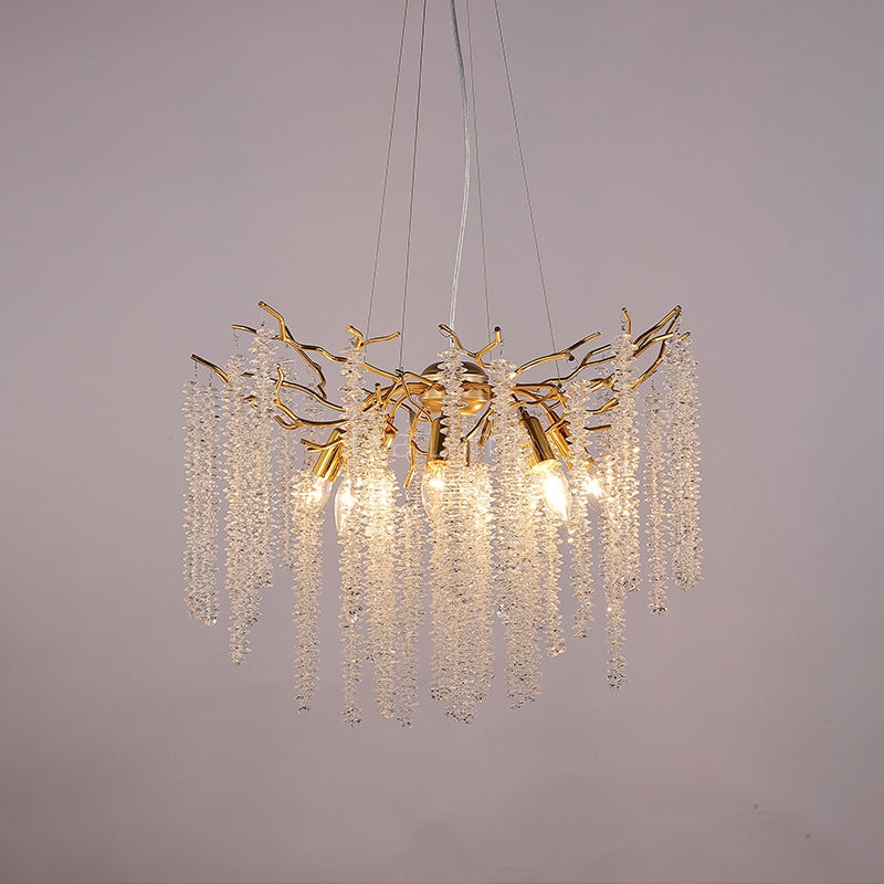 Crystal Gold Tree Branch Chandelier