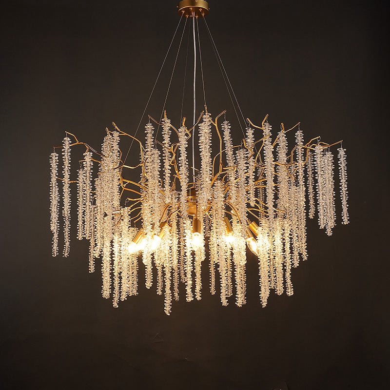 Crystal Gold Tree Branch Chandelier