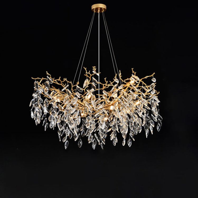 JC Gold Chandeliers Tree Branch Kitchen, Modern Crystal Chandelier