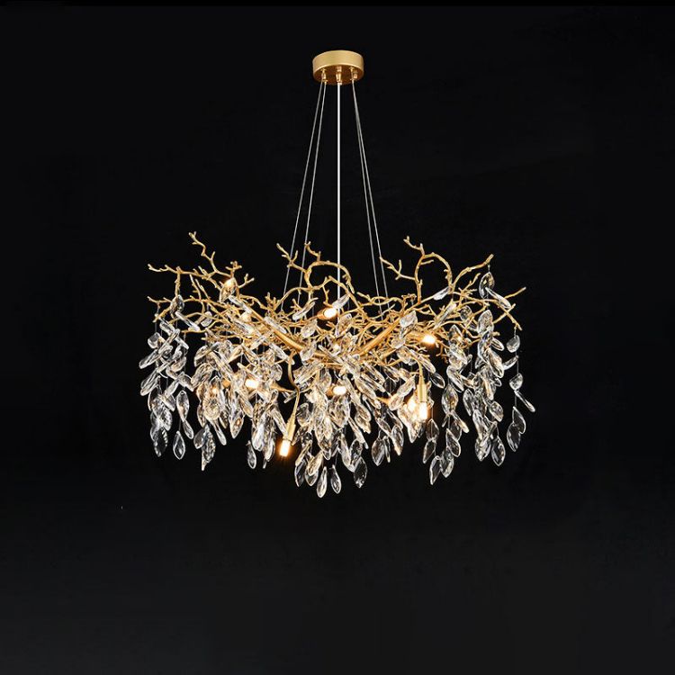 JC Gold Chandeliers Tree Branch Kitchen, Modern Crystal Chandelier