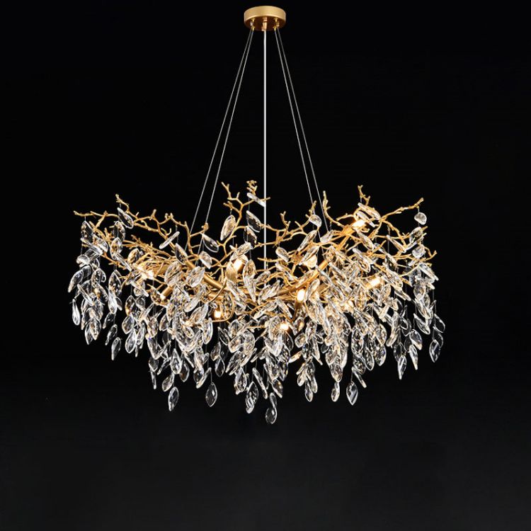 JC Gold Chandeliers Tree Branch Kitchen, Modern Crystal Chandelier