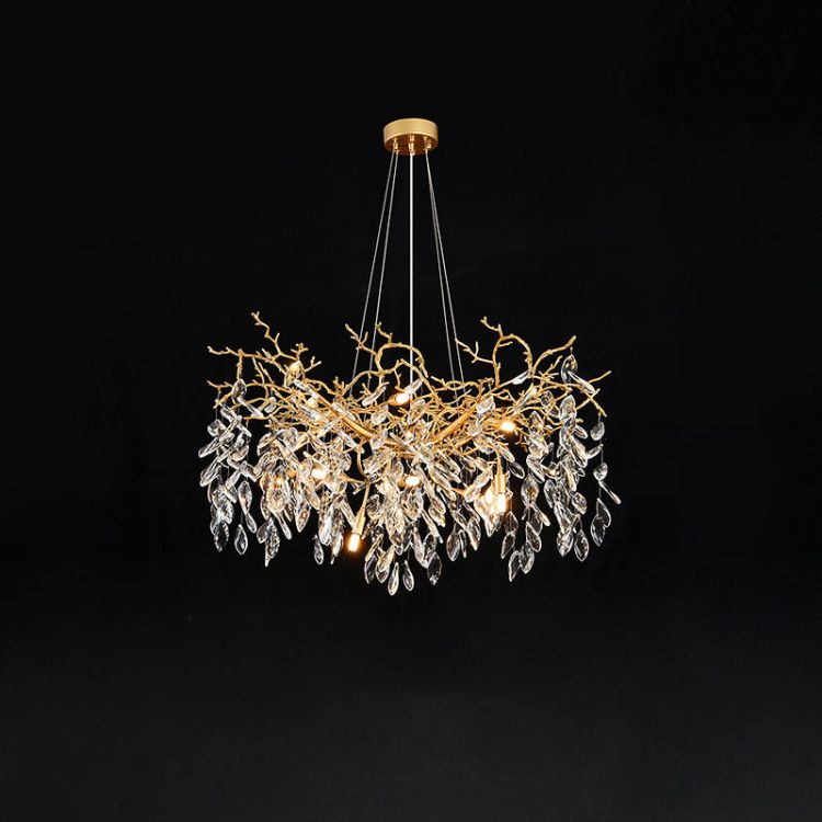 JC Gold Chandeliers Tree Branch Kitchen, Modern Crystal Chandelier