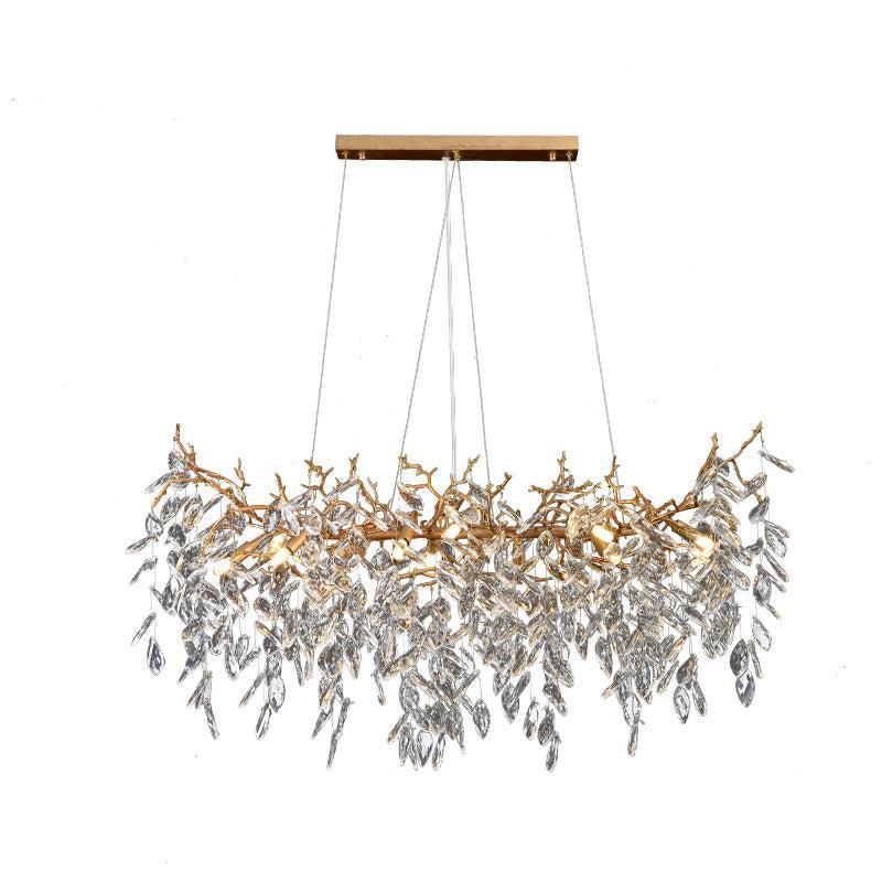 JC Teardrop Gold Contemporary Crystal Hanging Lighting Fixture For Dining Room