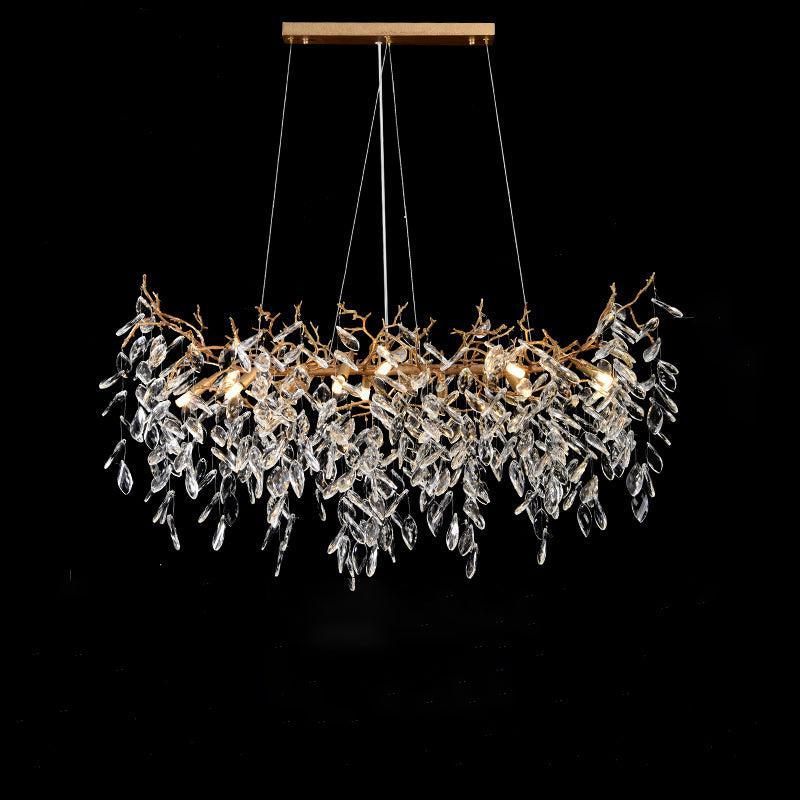 JC Teardrop Gold Contemporary Crystal Hanging Lighting Fixture For Dining Room