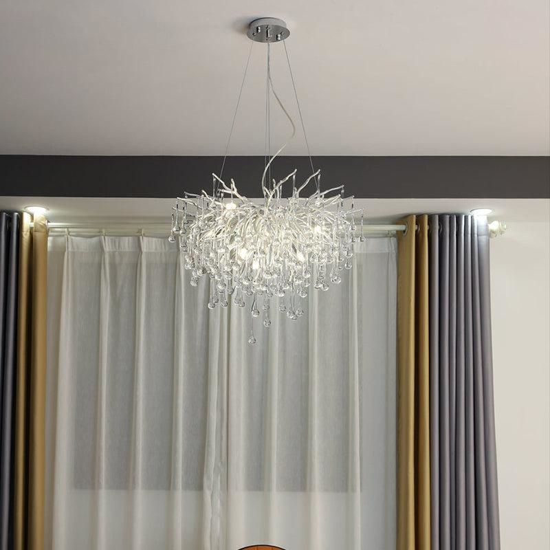 JC Aqua Modern Crystal Tree Branch Chandelier 23.6" D
