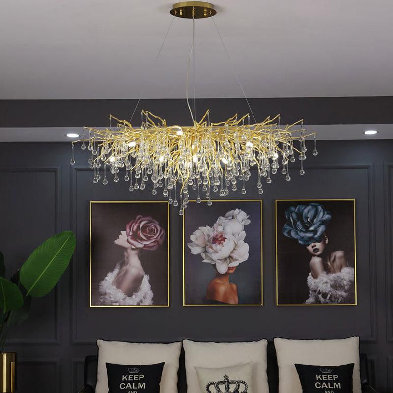 JC Aqua Modern Tree Branch Crystal Chandelier 47.5" L