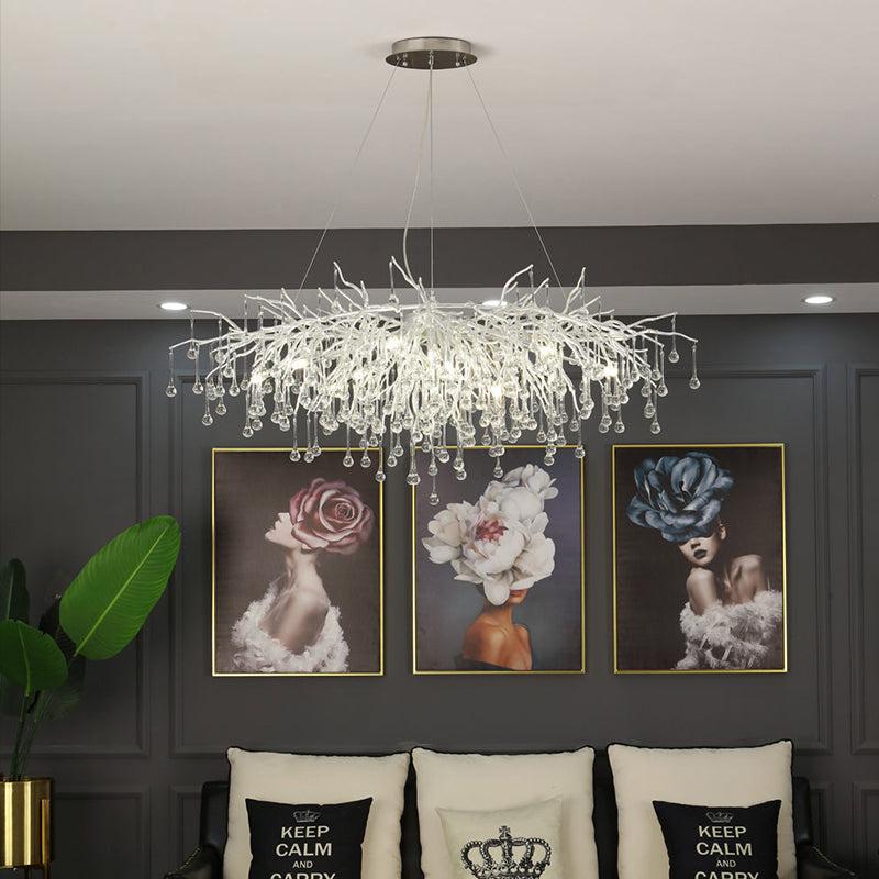JC Aqua Modern Tree Branch Crystal Chandelier 47.5" L